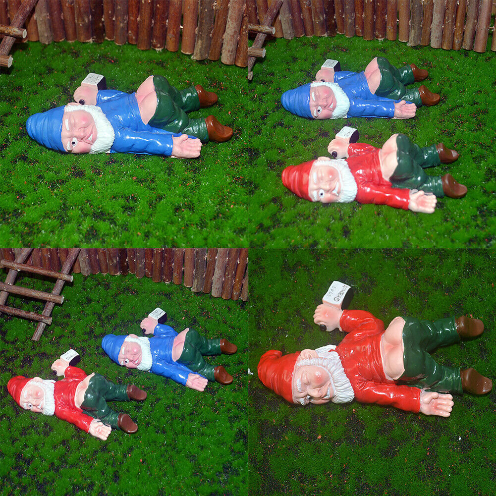 US 2 Pc Drunk Dwarf Garden Gnome Decoration Ornament Decor Yard Patio Lawn