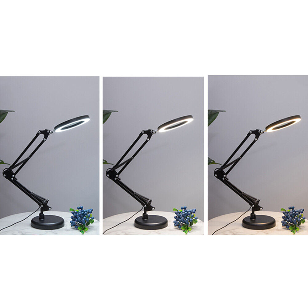 US 1-2 Pcs 10X Magnifying LED Glass Stand Crafts Welding Base Clamp Close Work