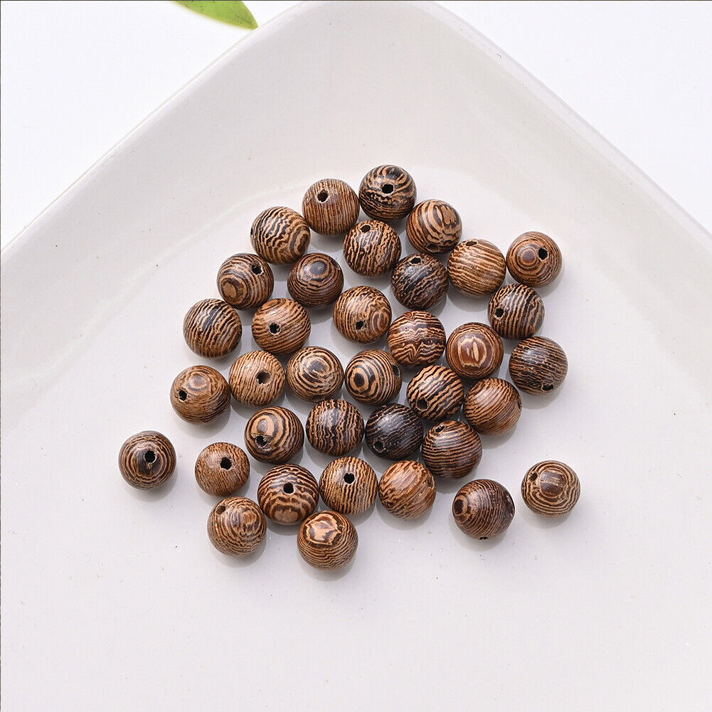 US 1000-2000 Pc 8mm Dark Brown Natural Macrame Round Wooden Beads Jewelry Making