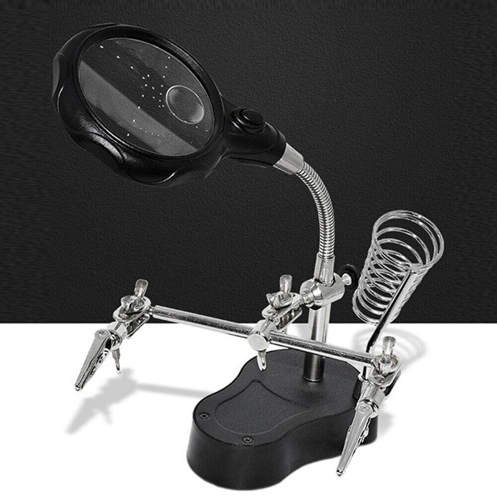 US 1-2 Pc Helping Hand Magnifier Work Station Soldering Solder Iron Stand Holder