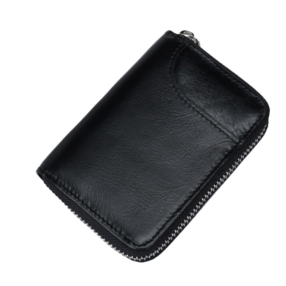 US 1-2 Pc Leather Zipper Slim Wallet RFID Blocking Credit Card Holder Thin Purse