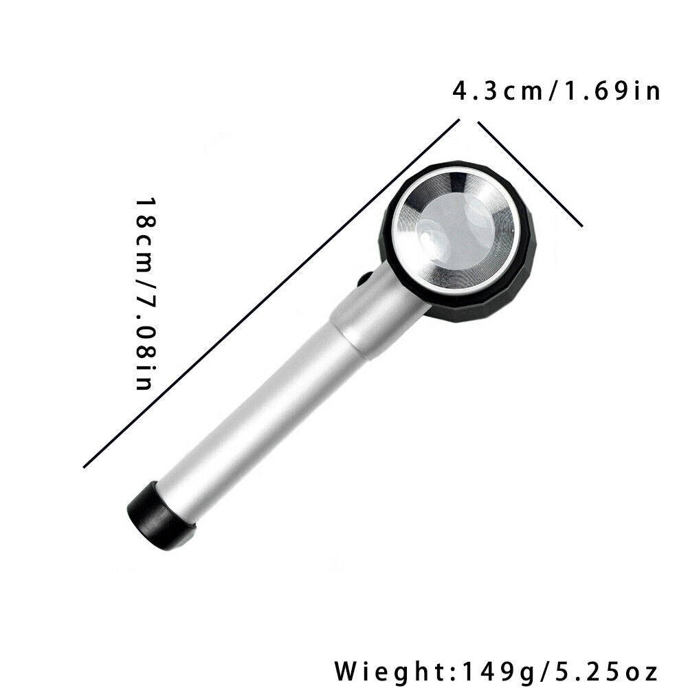 US 1-2 Pc 10X Optical glass Magnifier LED Lighted Jeweler loupe with Measure Sca