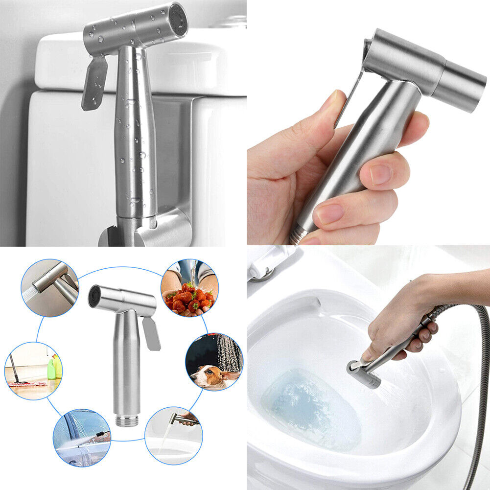 US 2-4 Pcs Hand Held Bidet Cloth Diaper Sprayer Set Easy Install Stainless Steel