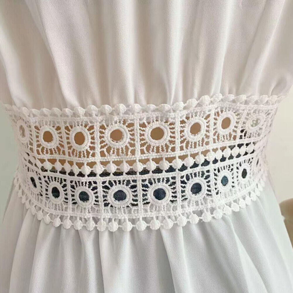 US Women Crochet Sexy V-neck Sleep Dress Summer Beach Wear Cover-Up Bathing Suit