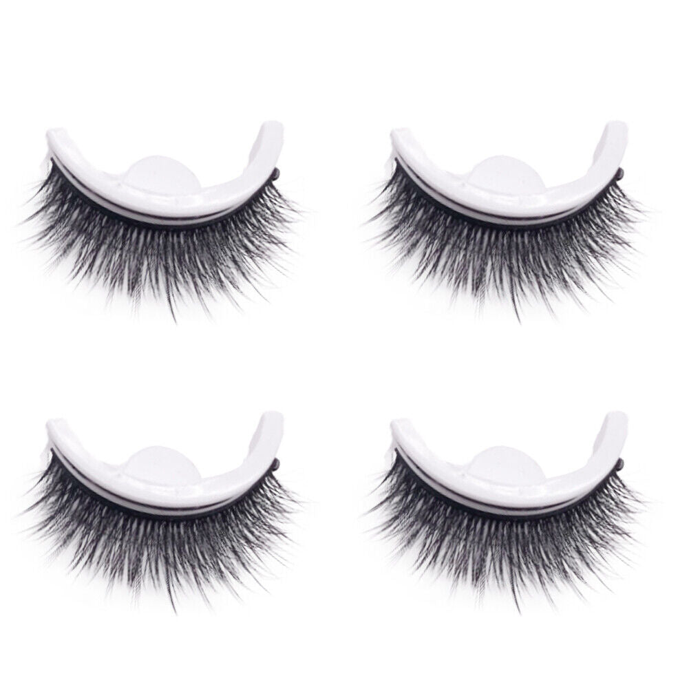 US 2-4 Pc Reusable 100% Real Mink 3D False Eyelashes Self Adhesive Nature Long
