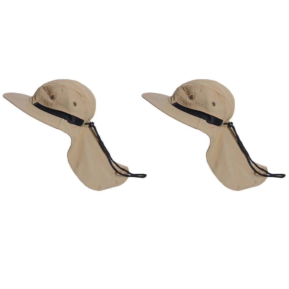 US 1-2 Pack Fishing Hat Wide Brim Neck Cover Flap Cap Sun Protect Hiking Outdoor