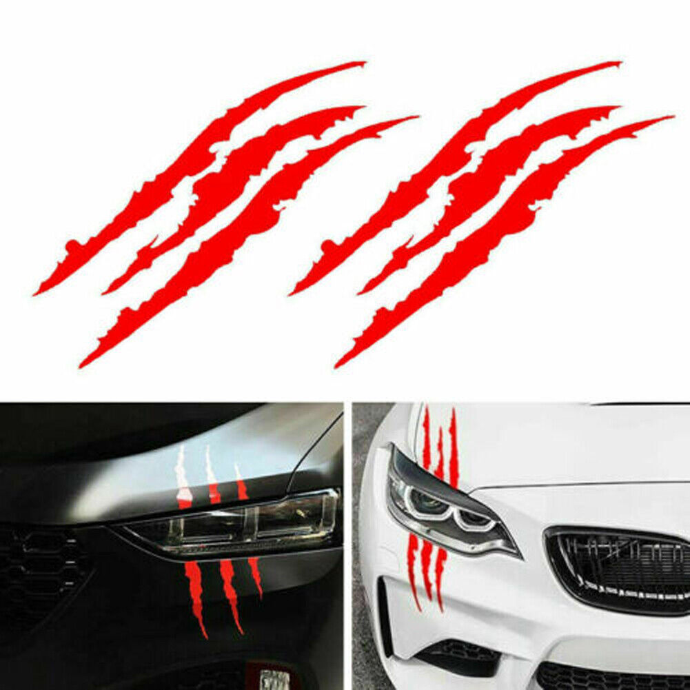 US 2-4Pc Monster Claw Mark Scratch Car Headlight Sticker Stripe Reflective Decal