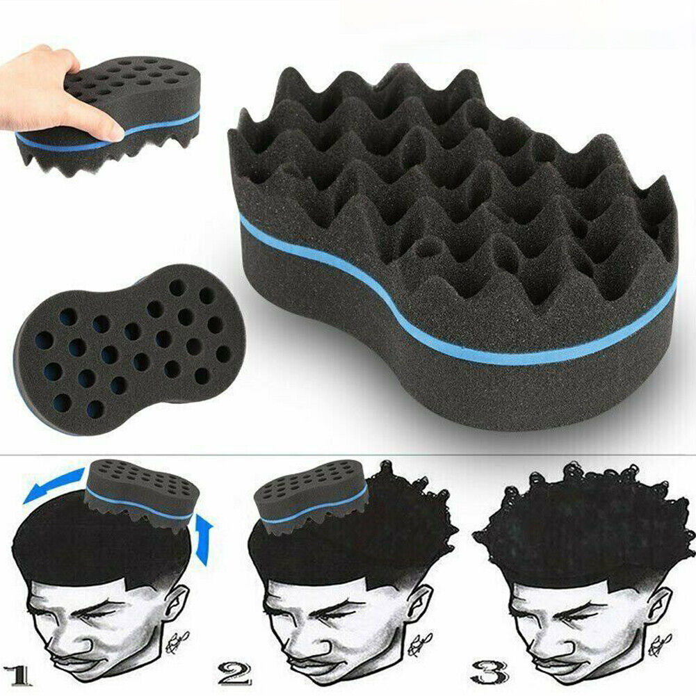 US 2-4 Pcs Double Side Barber Brush Sponge Locking Afro Curl Twist Dreads Coil