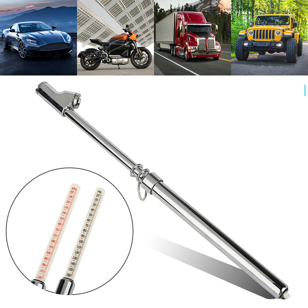 US 2-4Pc 160PSI Heavy Duty Tire Air Pressure Gauge Straight Dual Head Car Truck