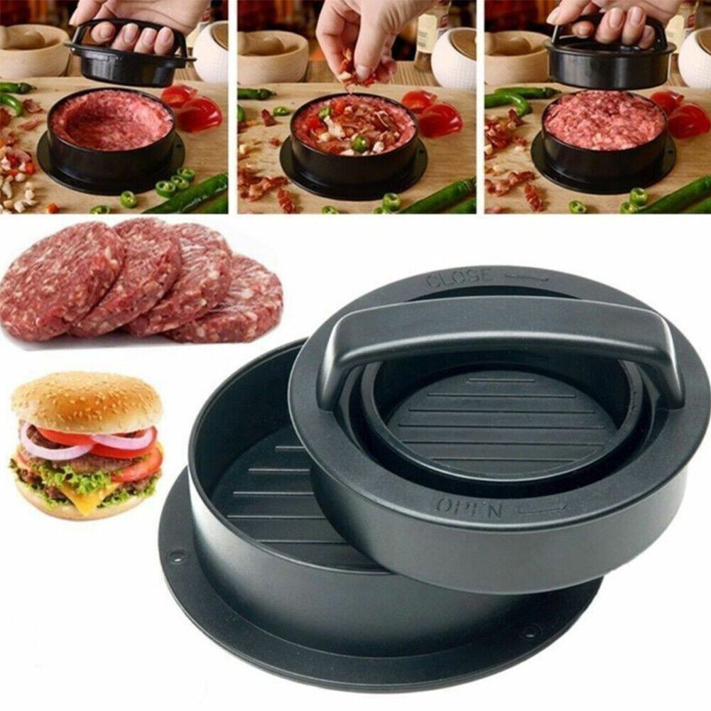 US 1-2 Pack Stuffed Hamburger Press Patty Maker Burger 3 in 1 Non-Stick Mold