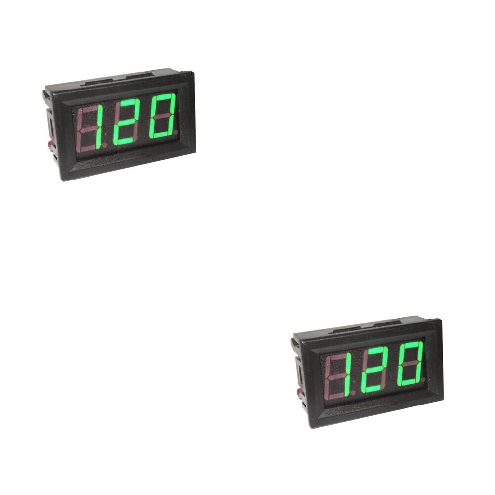 US 1-2 Pack DC 5-120V 2-Wire Voltmeter 3-Digit LED Display Panel Voltage Tester
