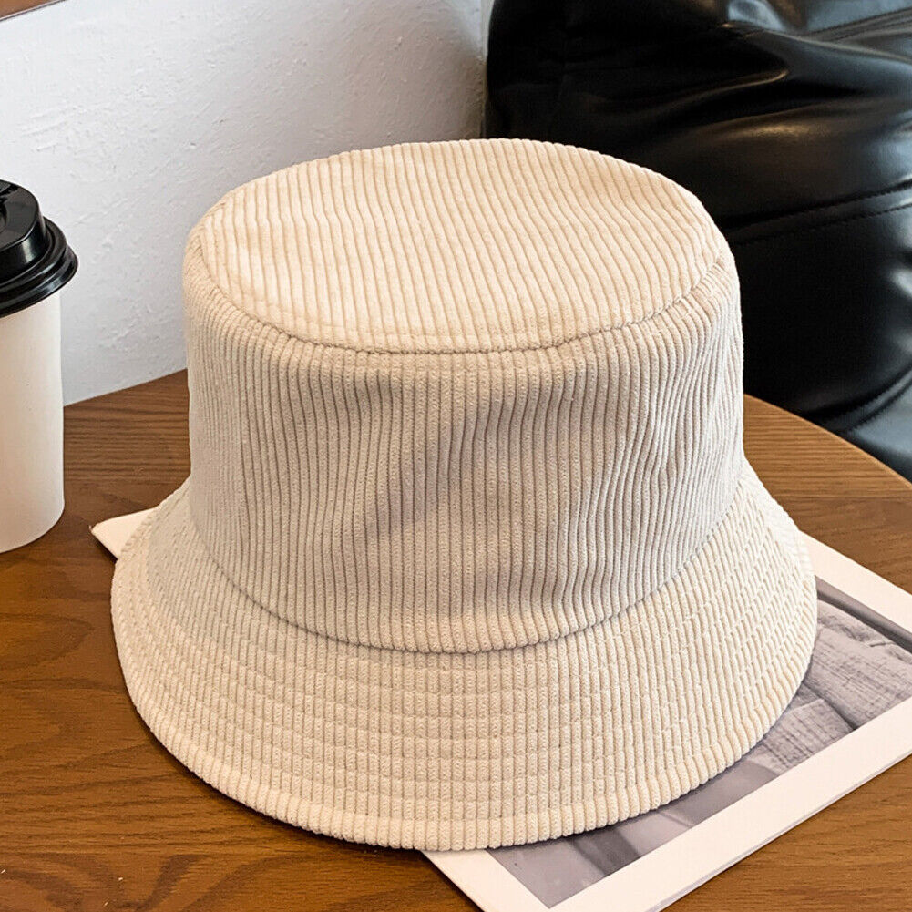 US 1-2 Pack Corduroy Bucket Hat Double Sided Fisherman's Cap Teens Men Women