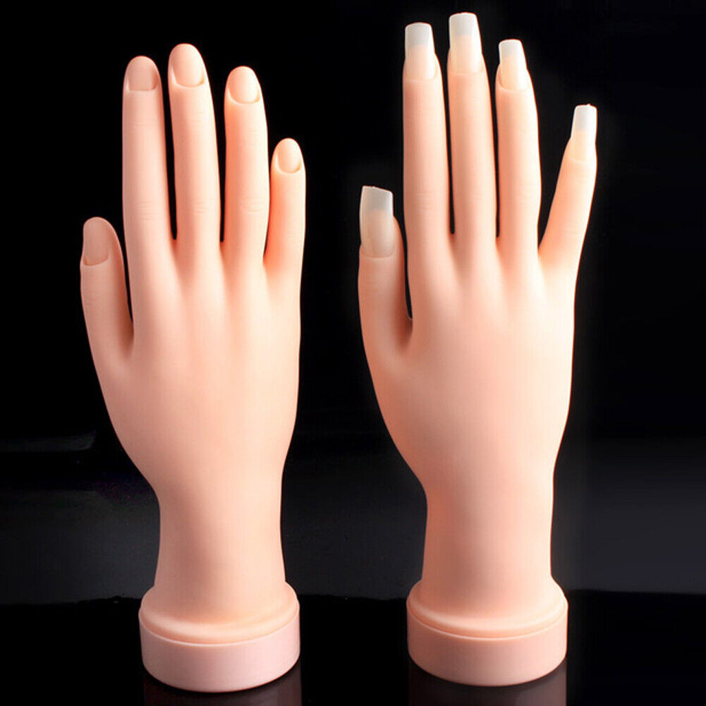 US 1-2 Pcs Flexible Movable Fake Hand Nails Practice Manicure Practice Mannequin