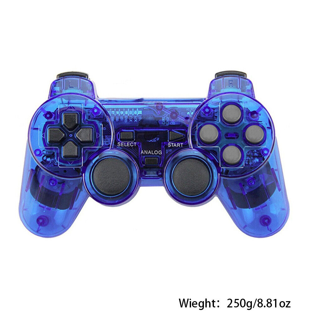 US Sony PS2 Wireless 2.4GHz Dual Vibration Controller Gamepad Transparent Color