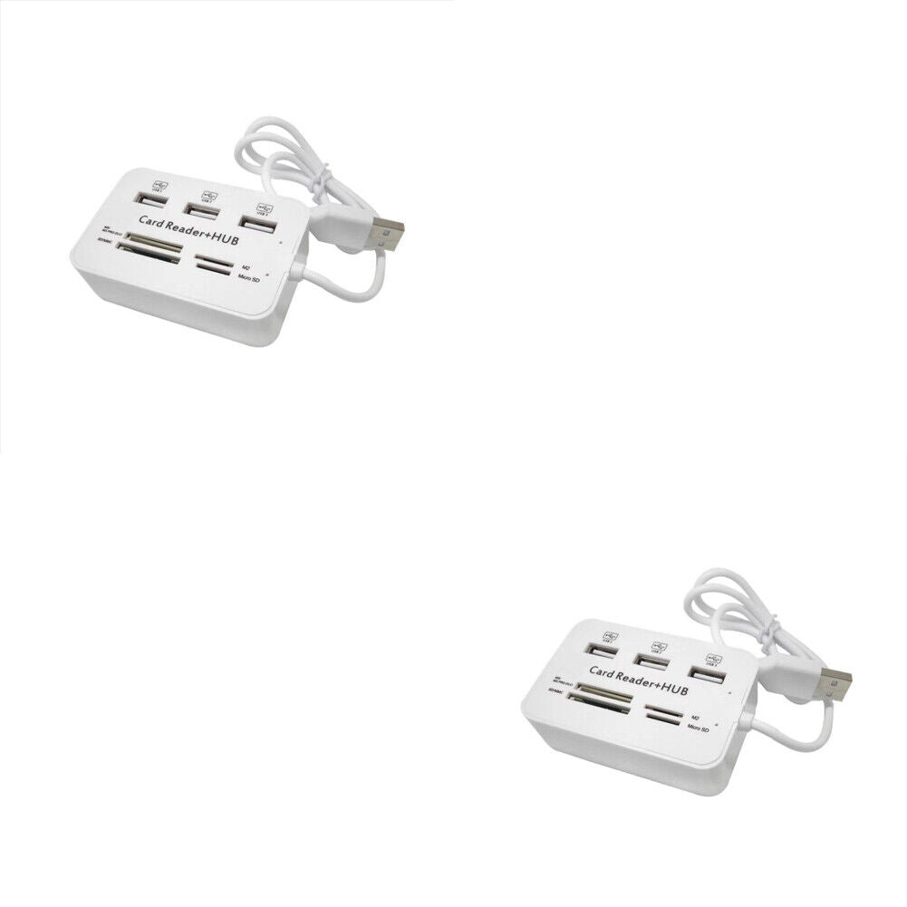 US 1-2 Pack 3 Ports USB 2.0 Hub High Speed MS SD M2 TF Memory Card Reader