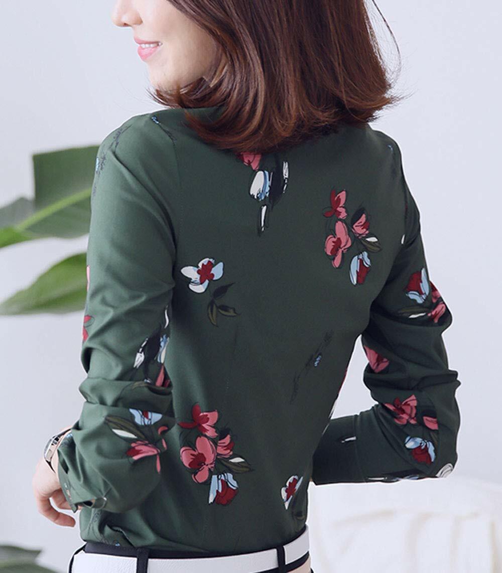 Women's Button Down Long Sleeve Printed Shirt Tailored Blouse
