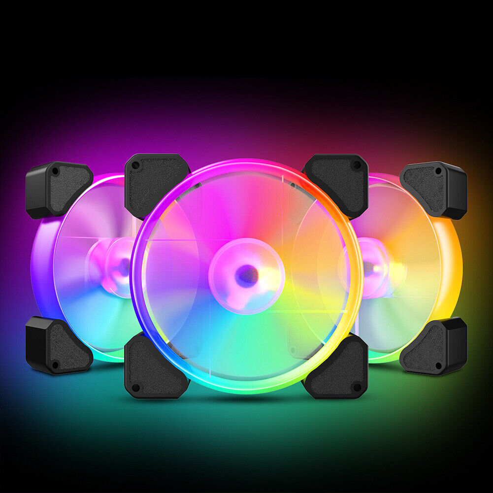 US 4-8 Pcs Computer Gaming Case RGB LED Fans Cooling Quiet Colorful Frame 120mm