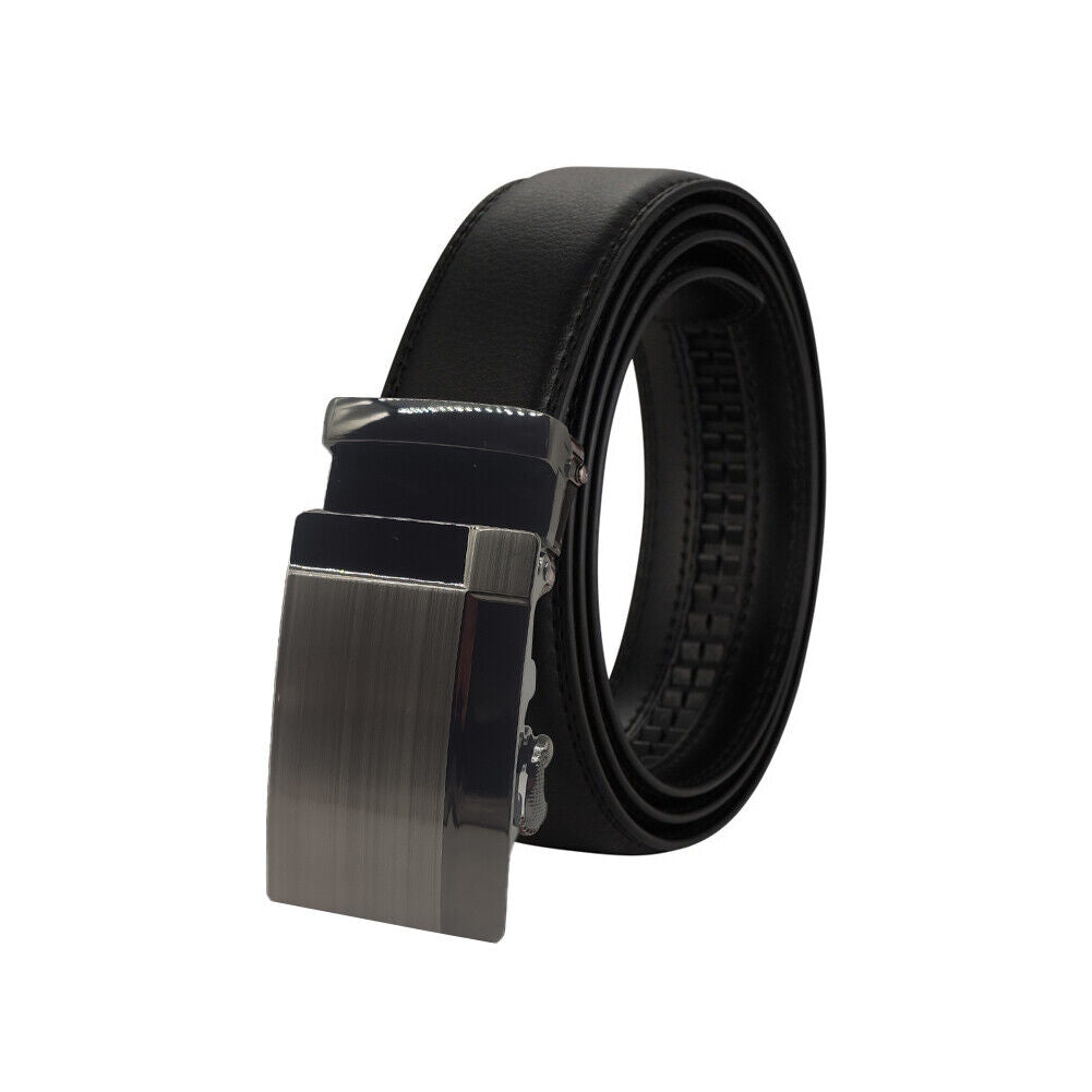 US Mens Belt Genuine Leather Ratchet Dress Belt with Automatic Adjustable Buckle