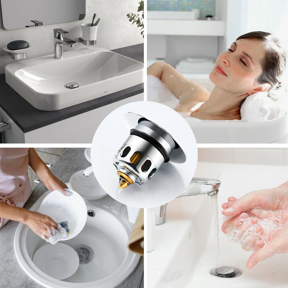 US 2~4 Pcs Stopper Anti-Clog Sink Strainer Universal Bathroom Pop Up Bounce Core