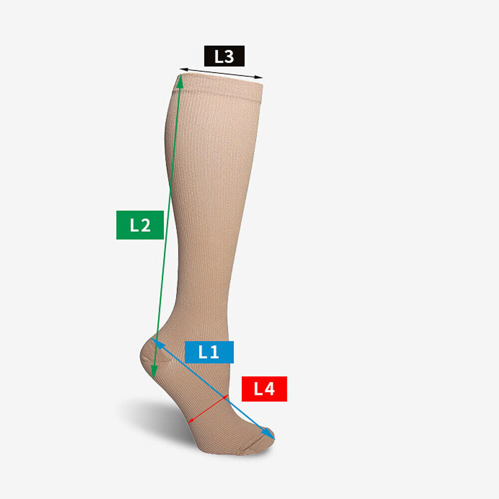 US 6-12Pairs Compression 15-20mmHg Graduated Support Socks Calf Men Women S-XXL