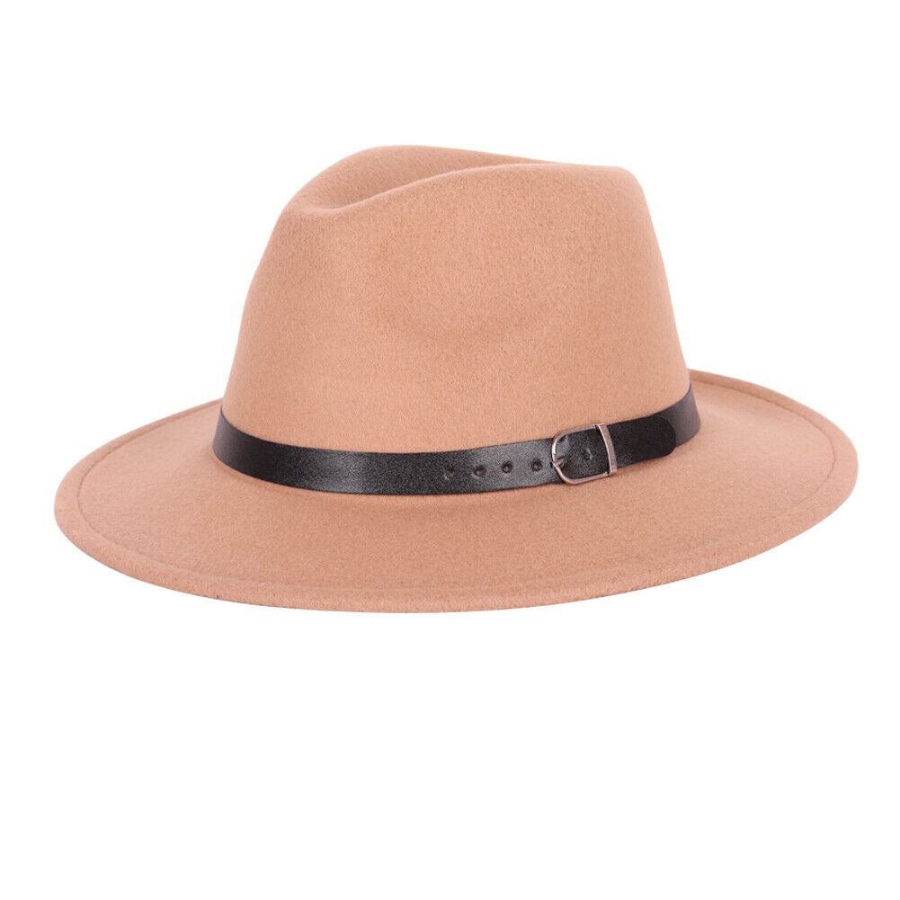 US 1-2 Pcs Wide Brim Fedora Hat Water Resistant Leather Band Winter Fall Western