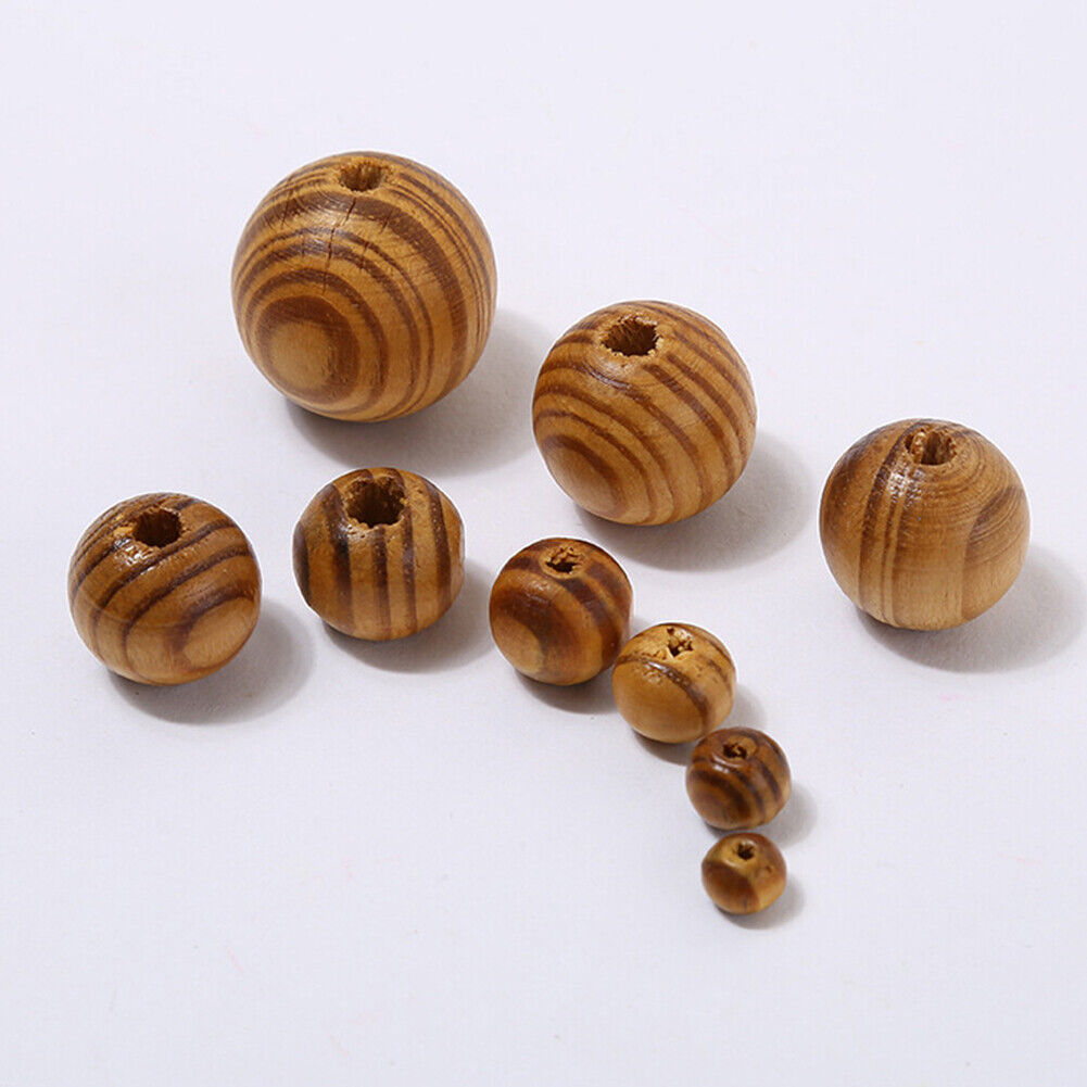 US 1000-2000 pcs Natural Wooden Beads 8mm Round Polished Loose Beads DIY Jewelry
