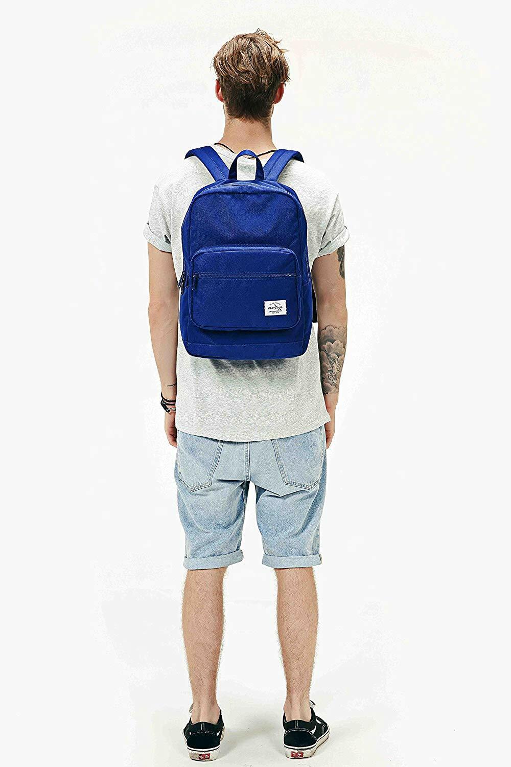 ALVIMAX Plain School Backpack Book Bag | 16.5"x12"x6" | Holds 15.6-inch Laptop