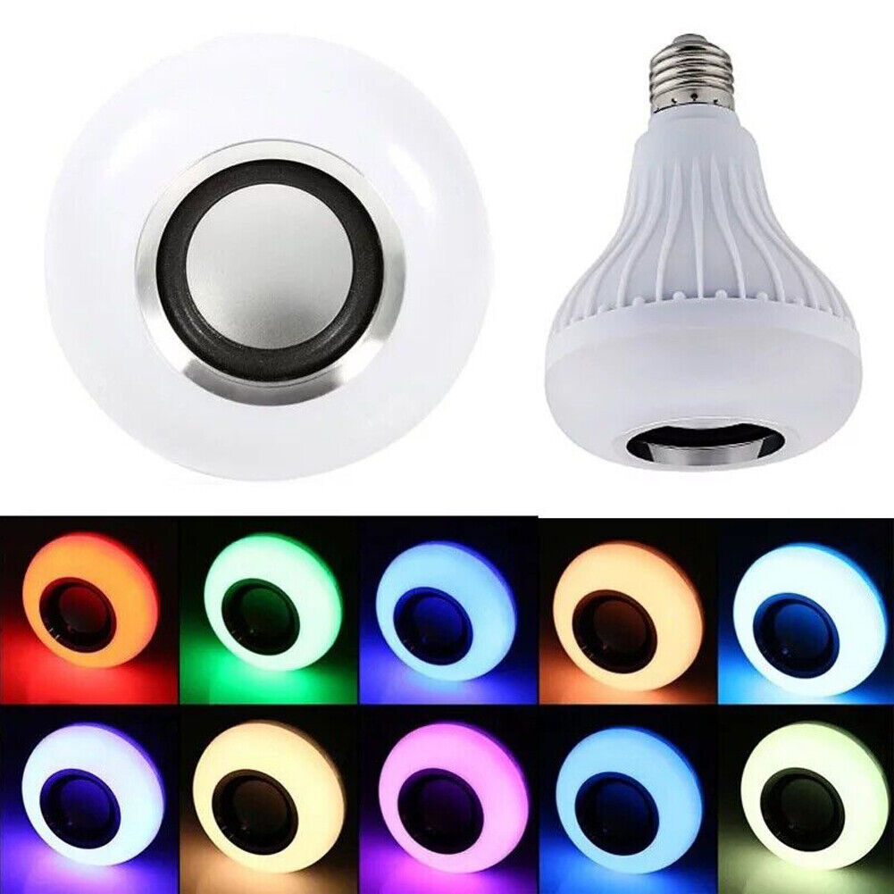 US 2-4 Pcs Wireless Bluetooth Light Bulb Speaker RGB E27 Smart Music Lamp Remote