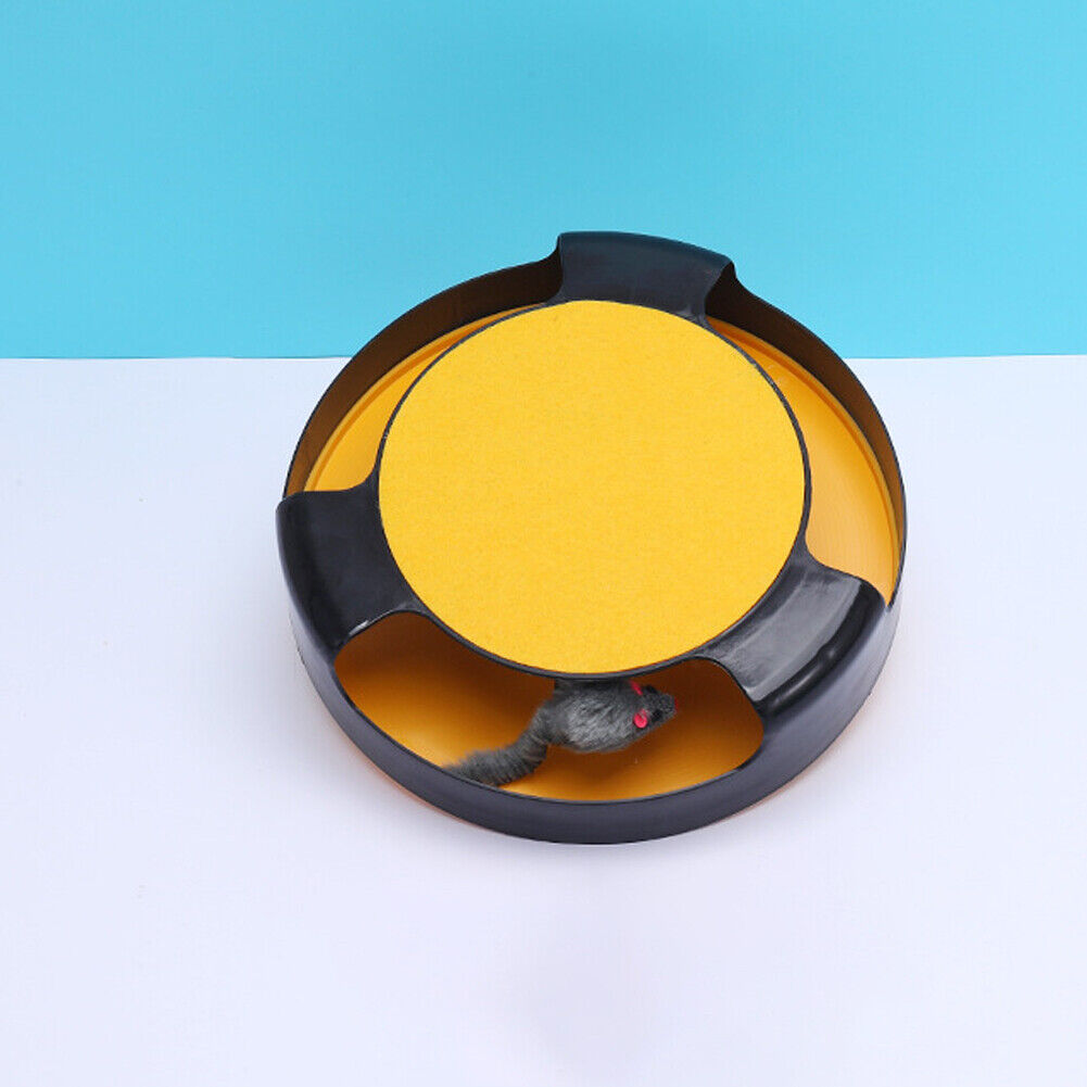 US 1-2 Pack Interactive Toys Cats Mouse Moving Round Scratch Pad Pet Fun Kitten