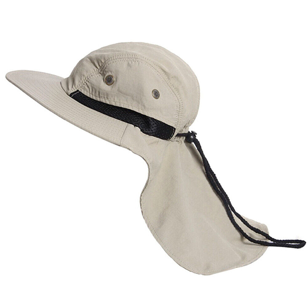 US 1-2 Pack Fishing Hat Wide Brim Neck Cover Flap Cap Sun Protect Hiking Outdoor