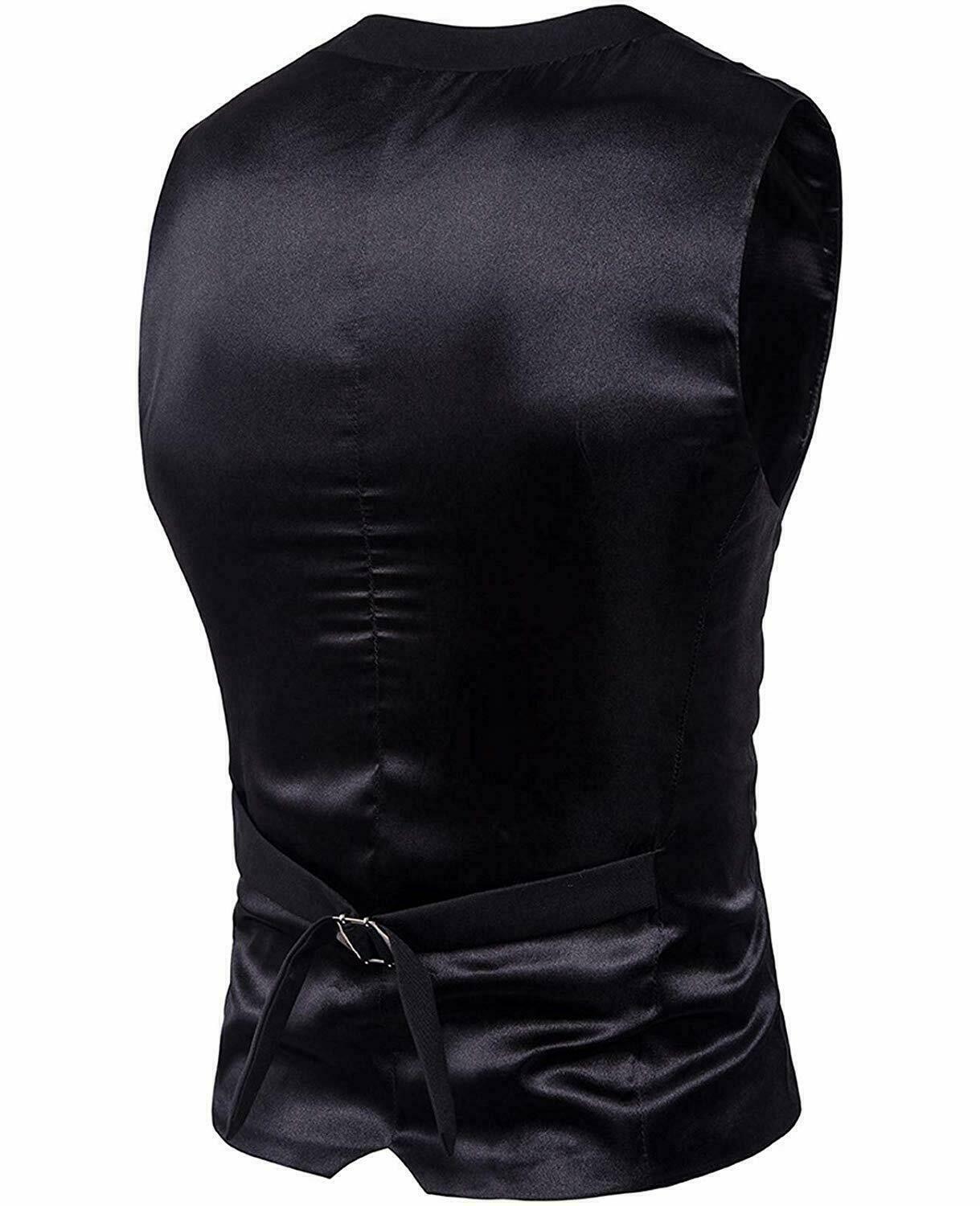 Nidicus Mens Formal Satin V-Neck 4 Button Solid Tuxedo Modern Stylish Suit Vest