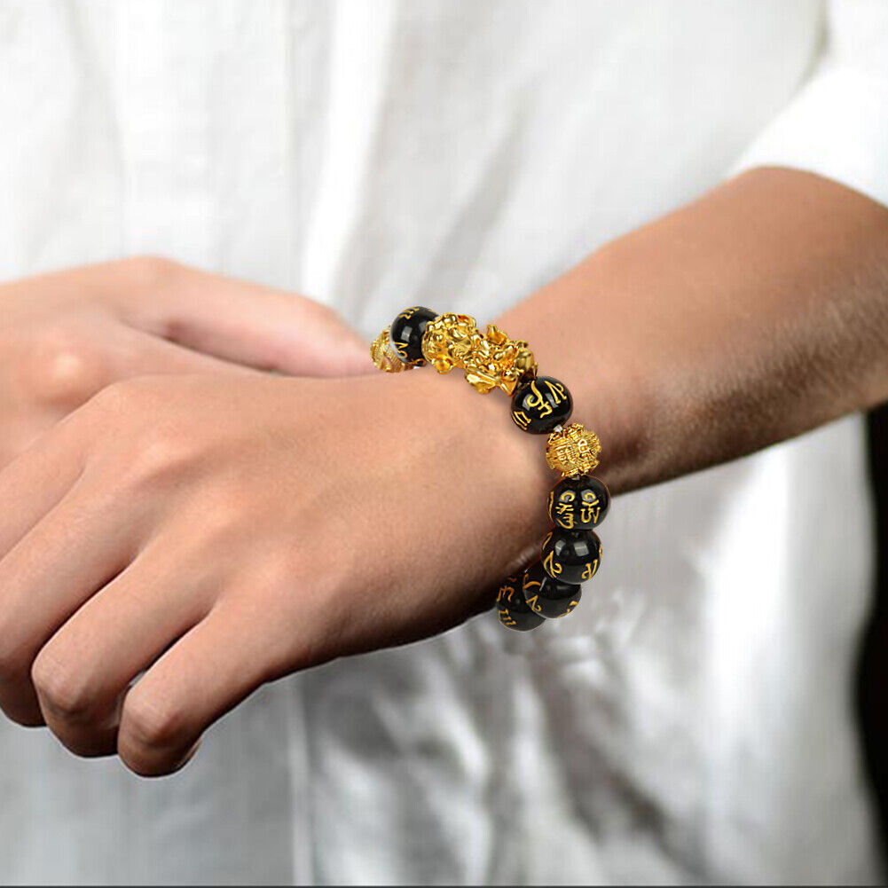 US 4-8 Pack Pi Xiu Obsidian Bracelet Dragon Bead Attract Wealth&Good Luck Bangle