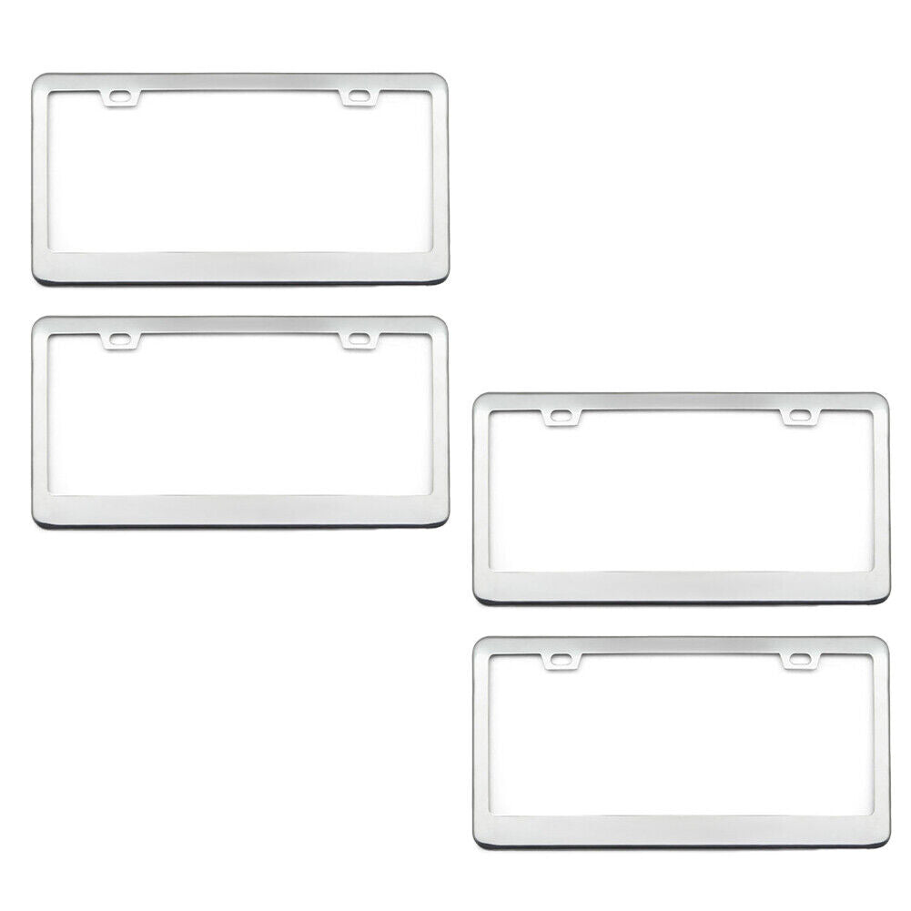 US 2-4 Pack Chrome 304 Stainless Steel Metal License Plate Frame Tag Cover Screw