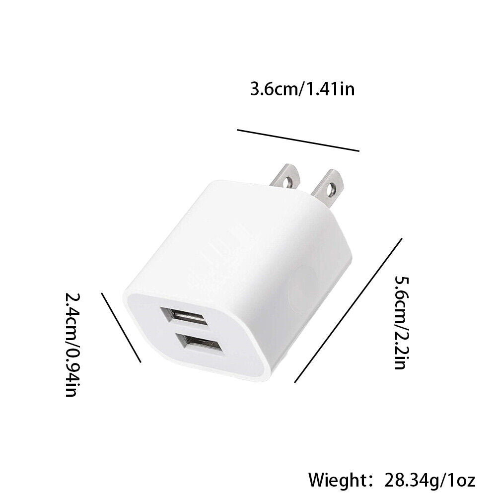 US 3-6 Pcs USB Charger Adapter Dual Port Power Adapter High-Speed Data Sync Wall