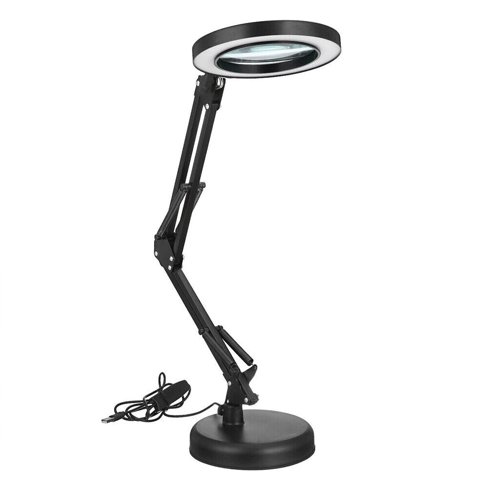 US 1-2 Pcs 10X Magnifying LED Glass Stand Crafts Welding Base Clamp Close Work