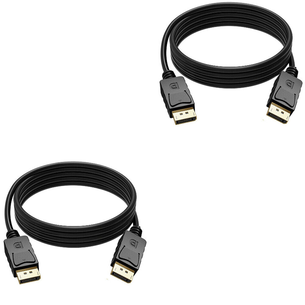 US 2-4 Pc Displayport to Display Port Cable Male to Male Cord 4K w/ Latches 6ft