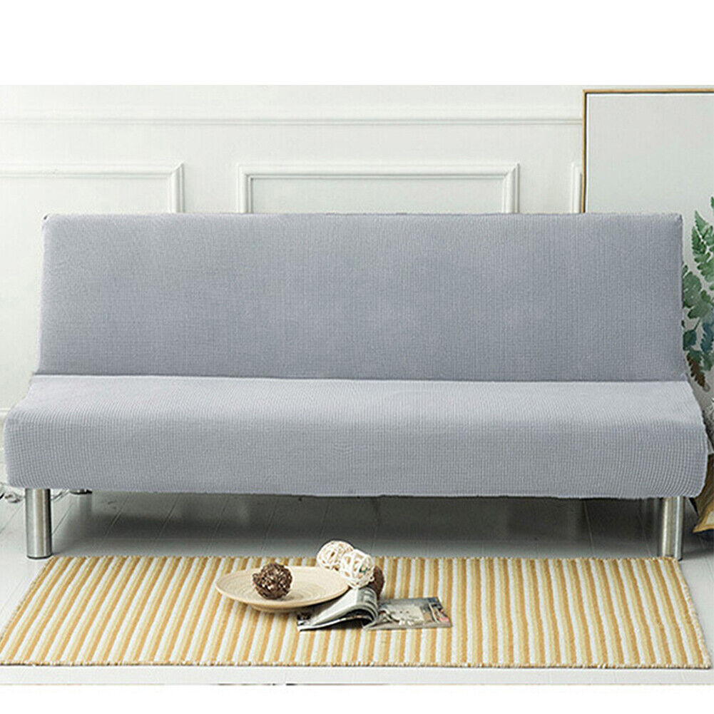 US Stretch Solid Color Futon Slipcover Full Or Queen Size Armless Sofa Bed Cover