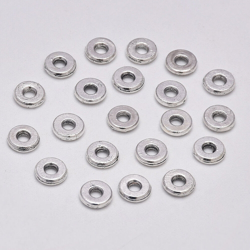 US 100-200 Pack Tibetan Silver Alloy Gossy Antique Spacer Beads with Hole 6*2mm