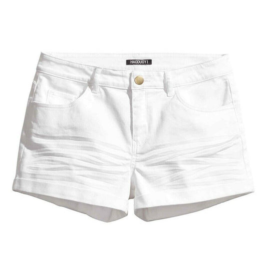 HaoDuoYi Womens Solid Color Fitted Low Waist Casual Hot Shorts