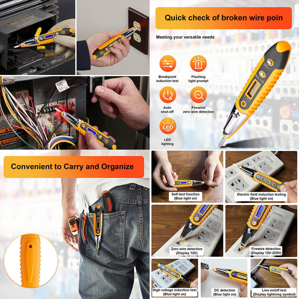 US 2-4 Pcs Electric Voltage Detector Pen Non-Contact Test Pen AC Sensor 12-1000V