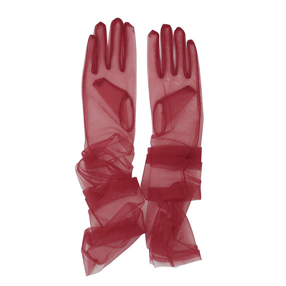US 1~2 Paris 27'' Wedding Bridal Prom Sheer Tulle Long Elbow Gloves Party Opera