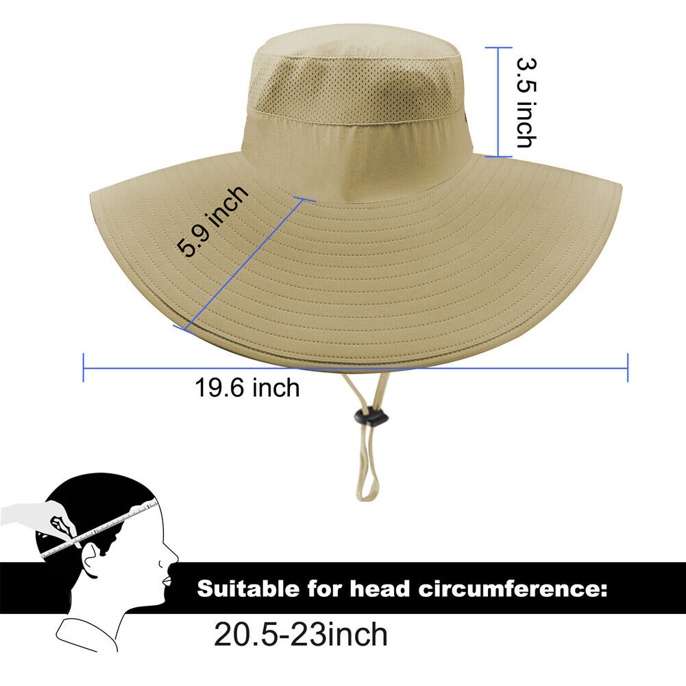 US 1~2 Pack Wide Brim Foldable & Adjustable Bucket Sunhat All Seasons Waterproof