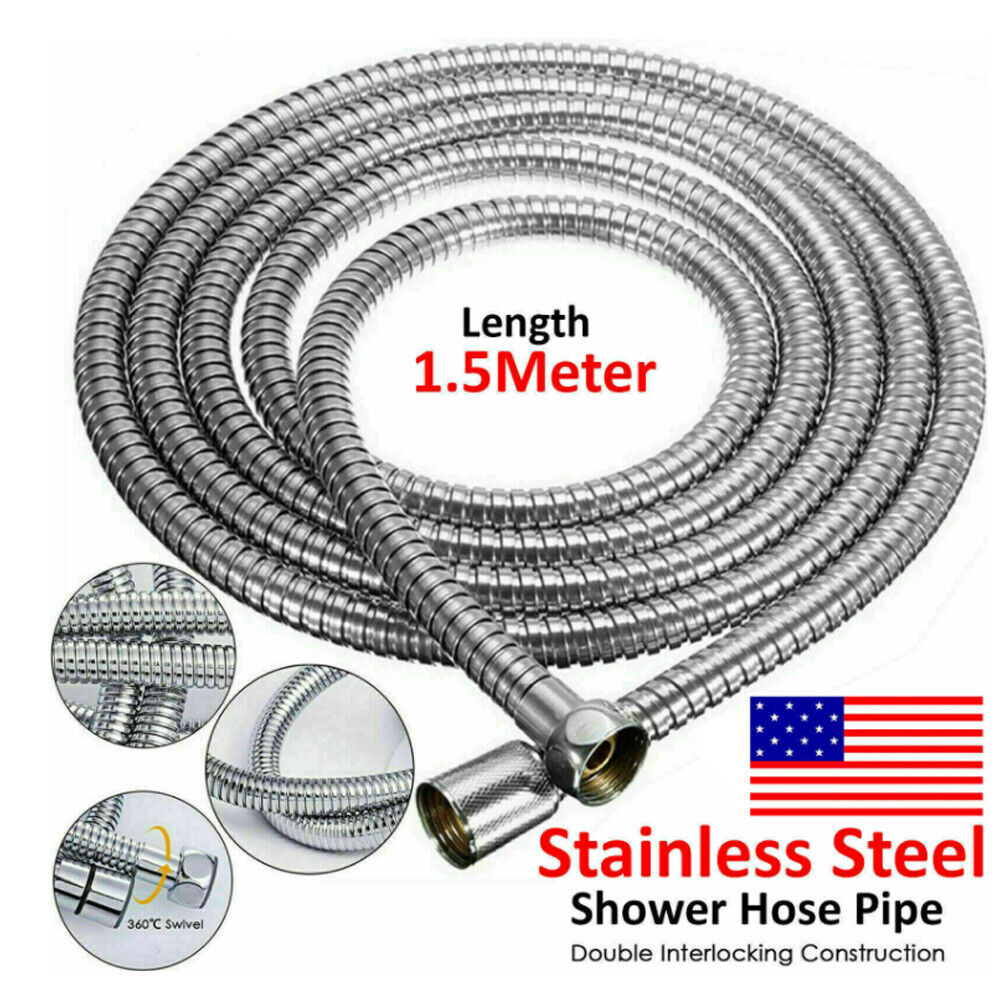 US 2-4 Pack 1.5m / 5 Ft Shower Hose Extra Long Bathroom Hand Held Flexible Tube