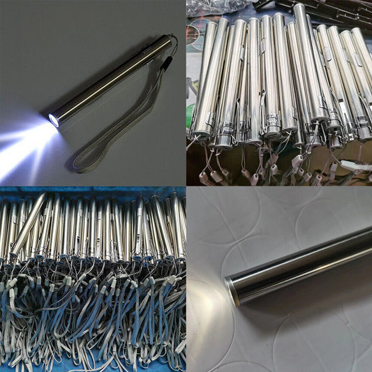 US 2-4Pc LED USB Stainless Steel Pen Light Rechargeable Mini Flashlight 500Lumen