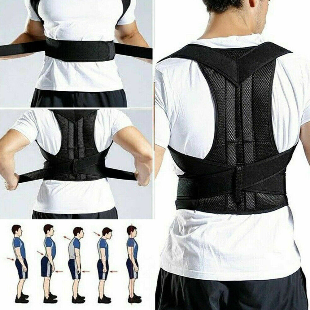 US Men Adjustable Shoulder Brace Posture Corrector Belt Posture Low Back Support