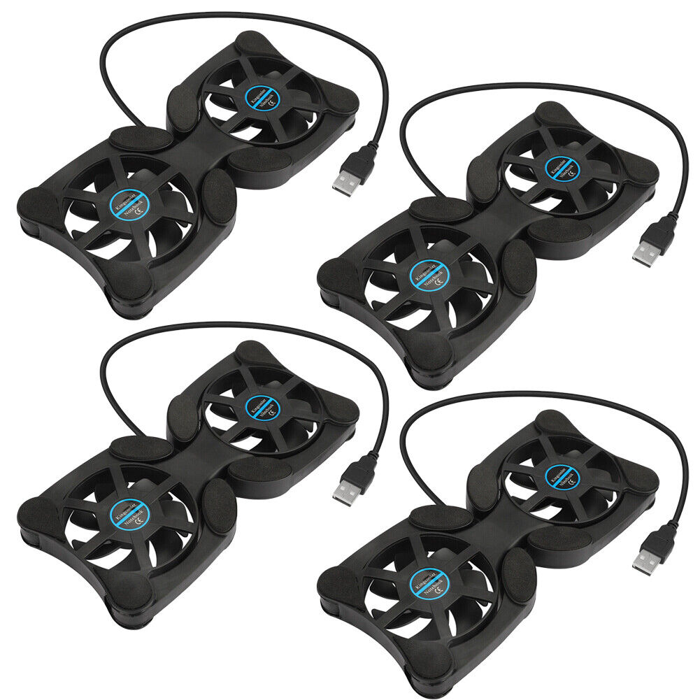 US 2-4 Pc Foldable Dual USB Fan Adjustable for Laptop PC Notebook Quite Cooler