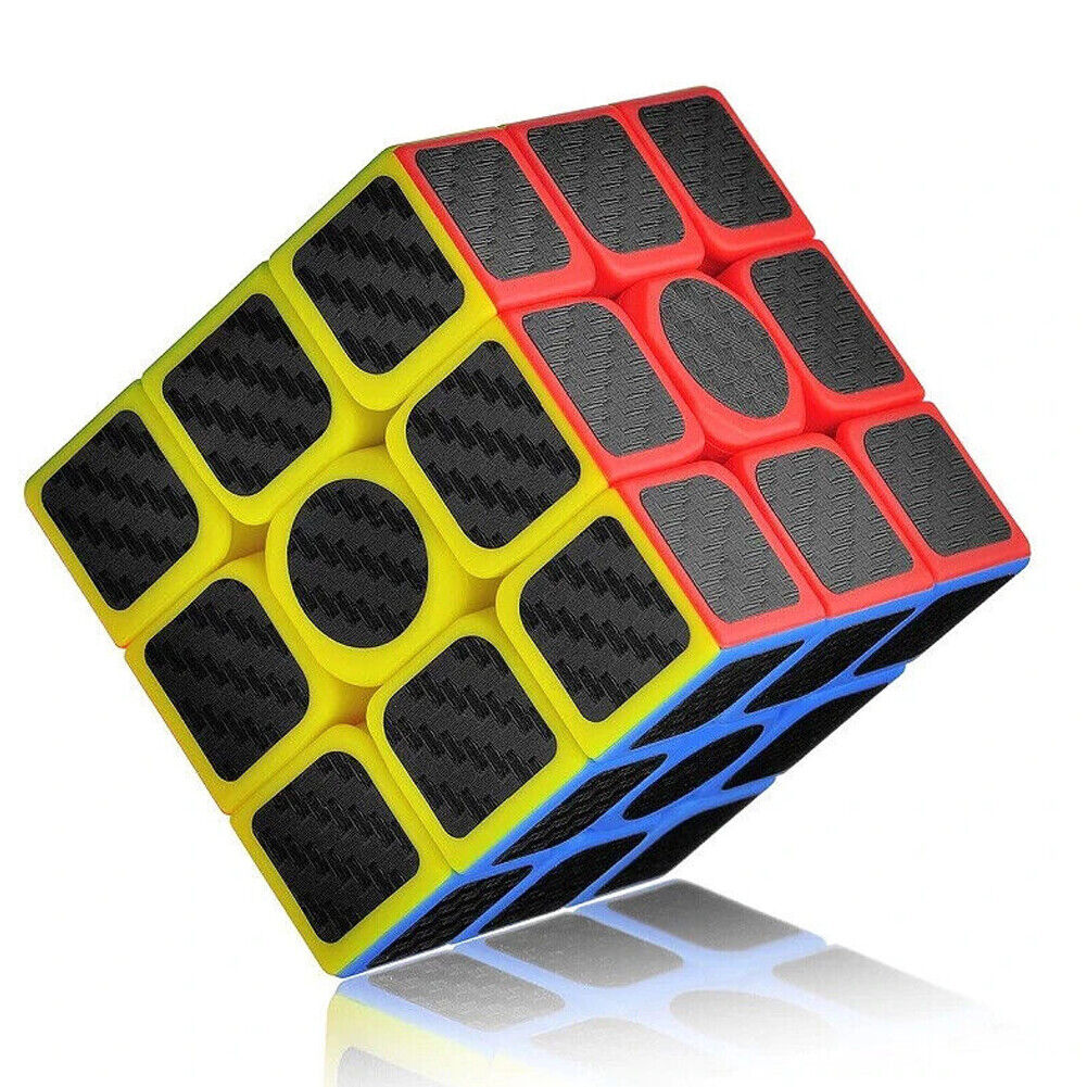 US 1-2 Pc Full Sized Speed Cube Carbon Fiber 3x3 Rubix Magic Puzzle Twist Toy