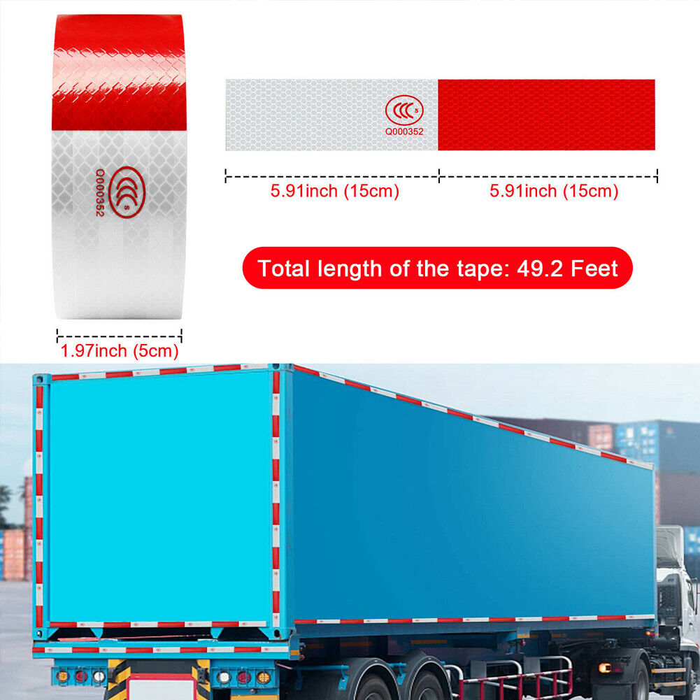 US Reflective Safety Tape Waterproof Red White Trailer Truck Conspicuity Warning