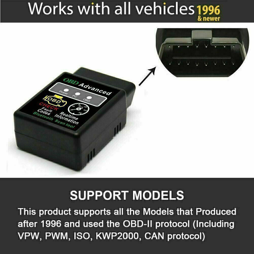 US 1-2 Pack OBD2 Code Scanner Mini ELM327 V2.1 Bluetooth OBDII Diagnostic Tool