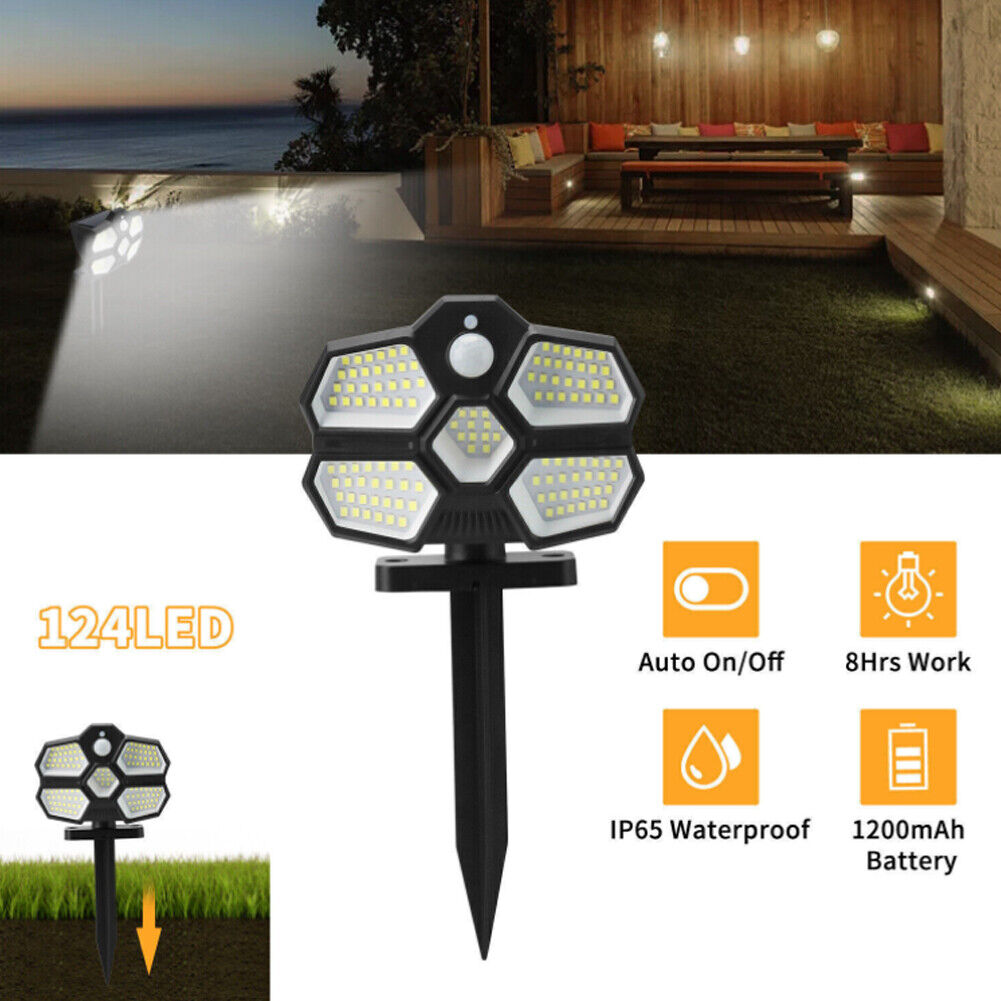 US 1-2 Pcs Solar Panel Spot Light Outdoor Waterproof Garden Landscape Spotlights